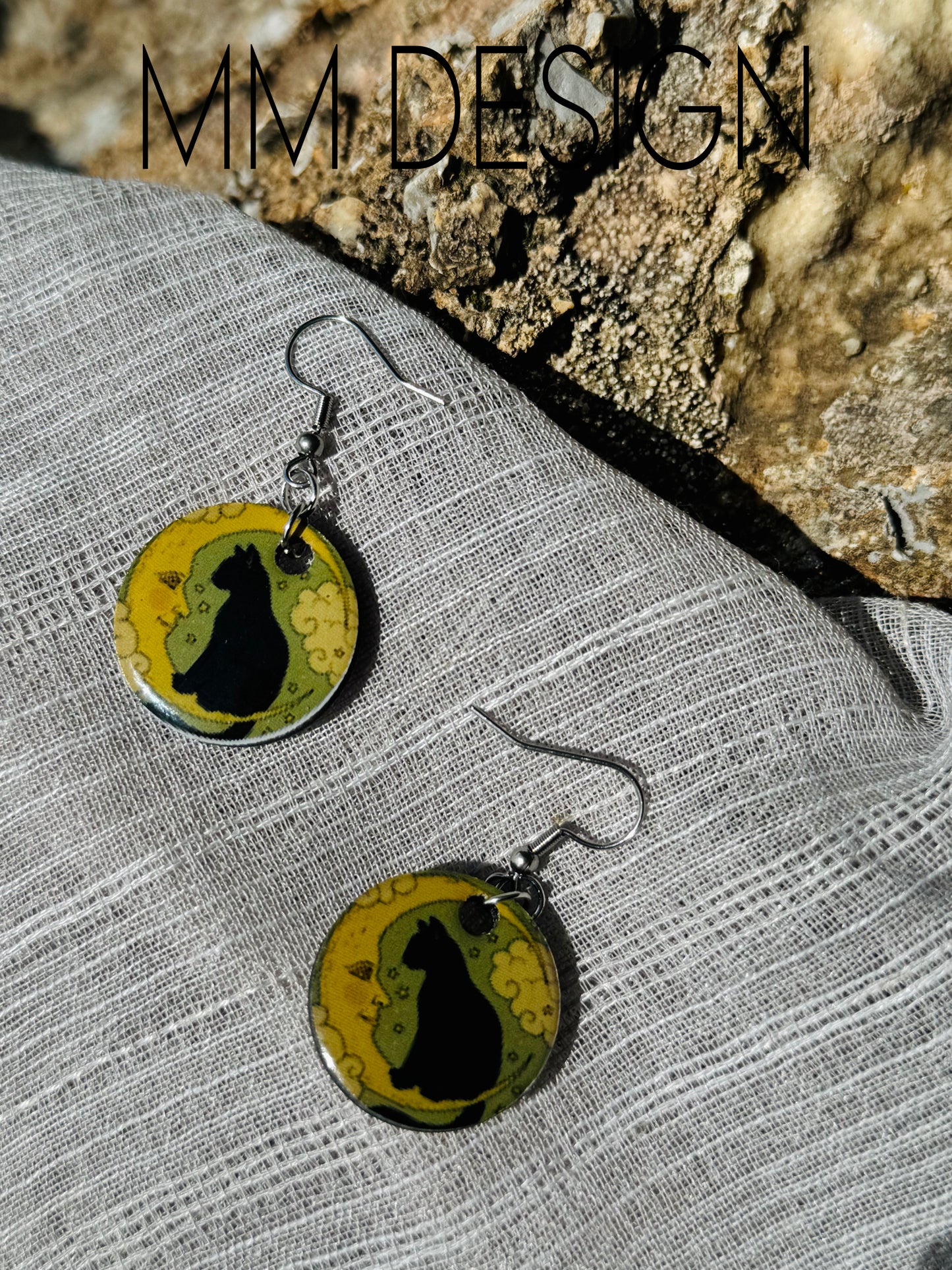 Earrings cat in the moon #13