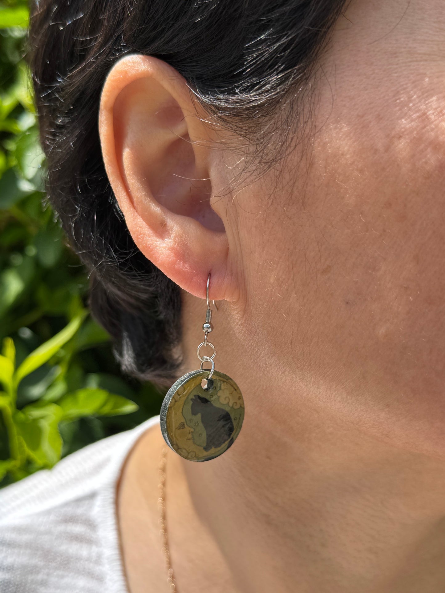 Earrings cat in the moon #13