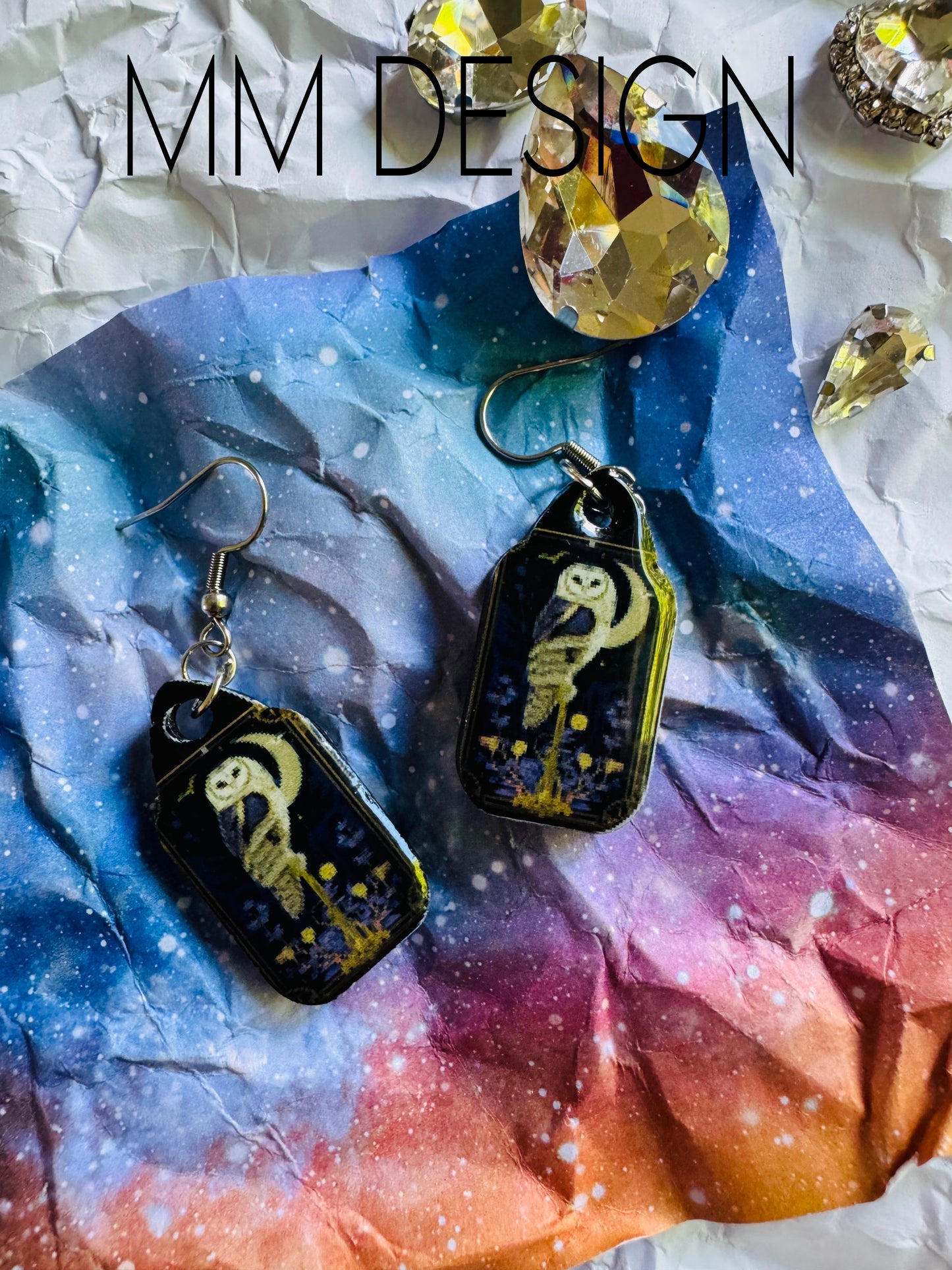 Earrings with owl,handmade #25